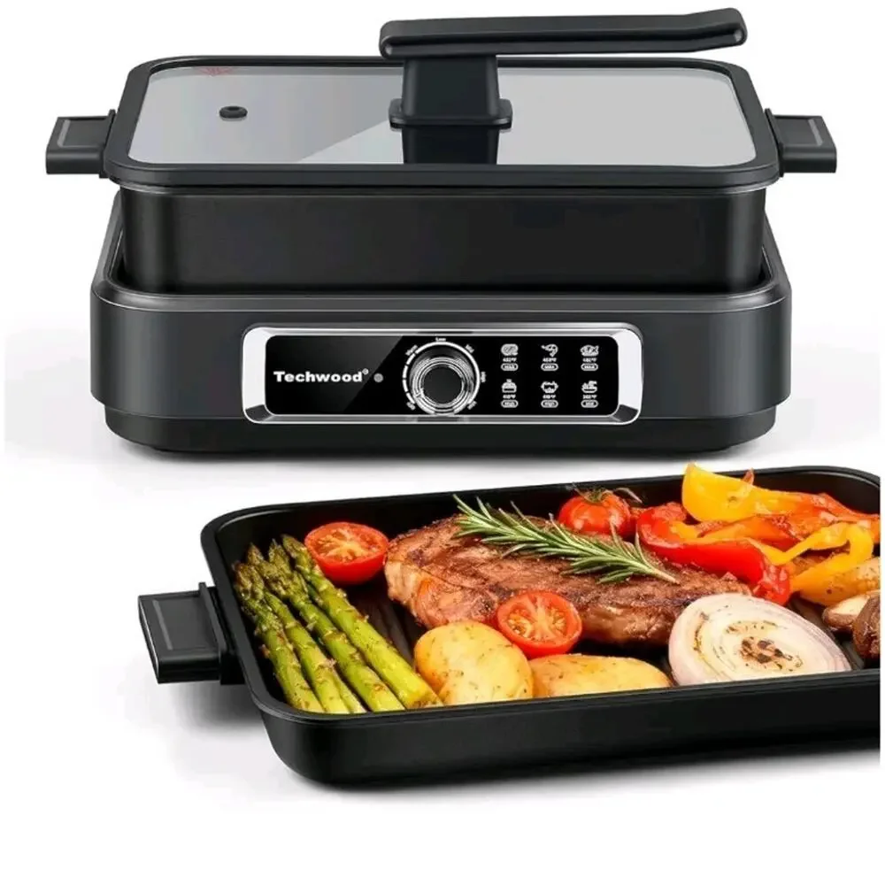 Slow Cooker, Electric Skillet 7.5-Quart Extra-large Capacity Multi-Cooker wit...